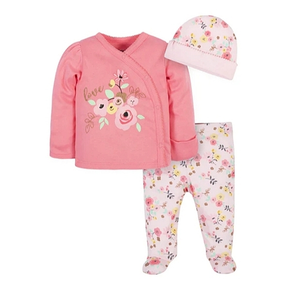 Gerber Other - Gerber 3-Piece Baby Girls Love You Organic Take-Me-Home Set size 0-3 M